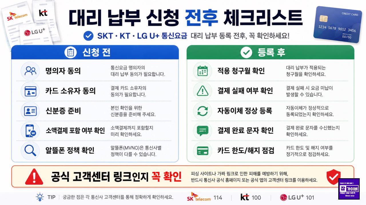 KT 핸드폰 요금 대리납부 후 납부 완료와 자동납부 적용월 확인사항