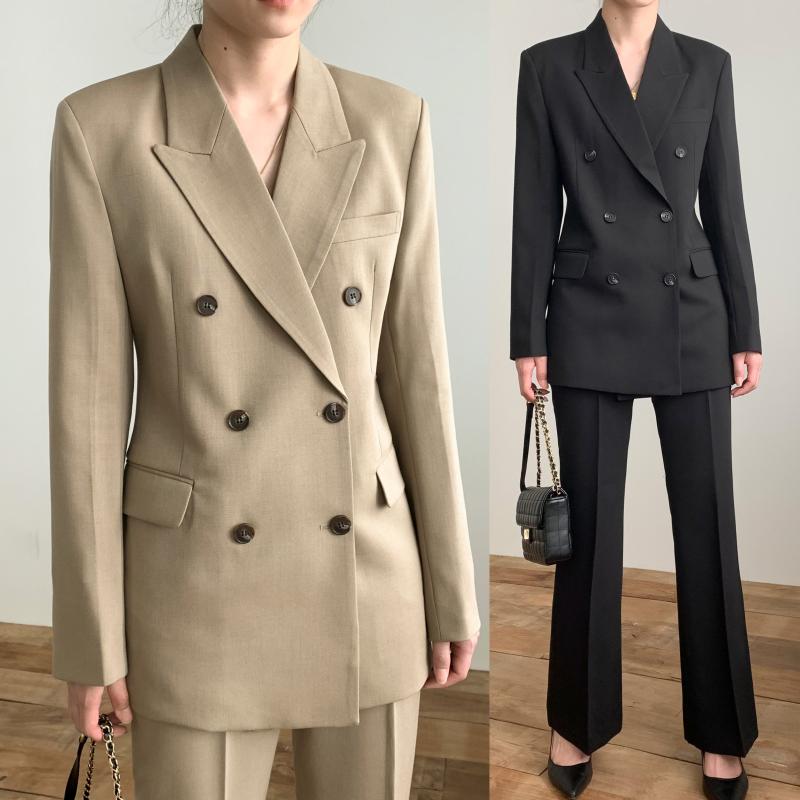 (F/L/XL)겨울 빅사이즈 울 모직 여성 정장 셋트 세미정장 여자수트세트 바지정장