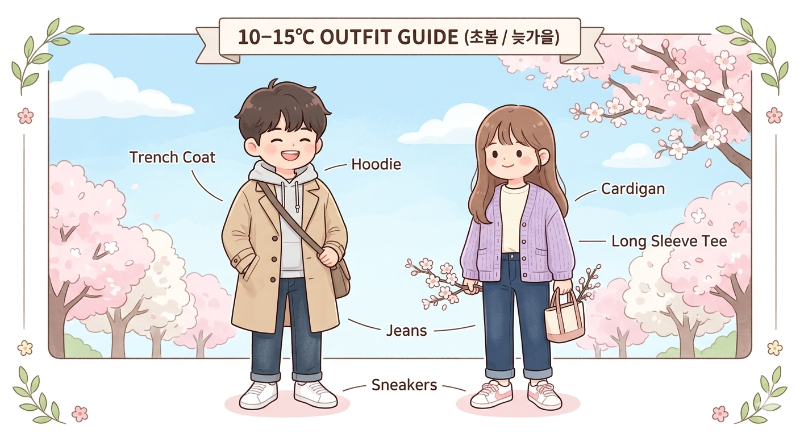 10~15도 옷차림 (봄 &middot; 가을 대표 날씨)