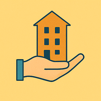 소형 아파트 보유 손, 투자 계산기, 계약서 확인 아이콘