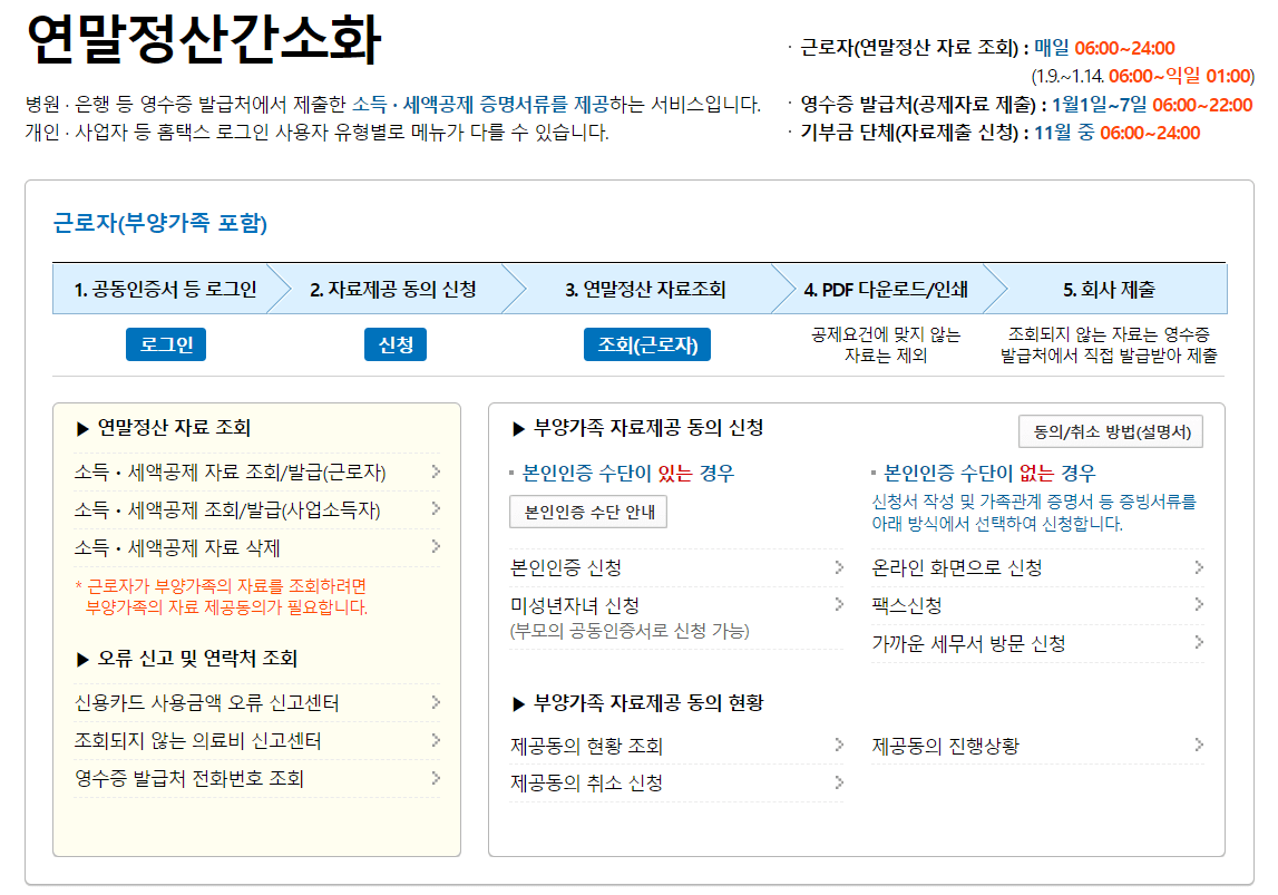 연말정산 간소화서비스 기간 방법