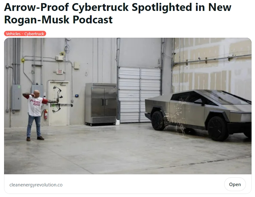 조회수 급증 머스크의 사이버 트럭 관통 시험 영상 VIDEO: Watch Joe Rogan Try To Shoot An Arrow Into The Tesla Cybertruck's Body