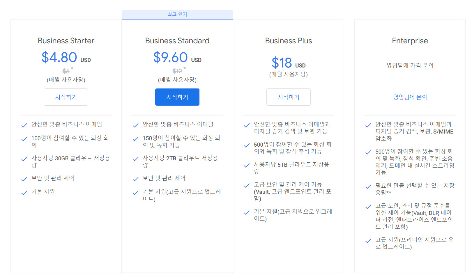 구글 워크스페이스 요금제