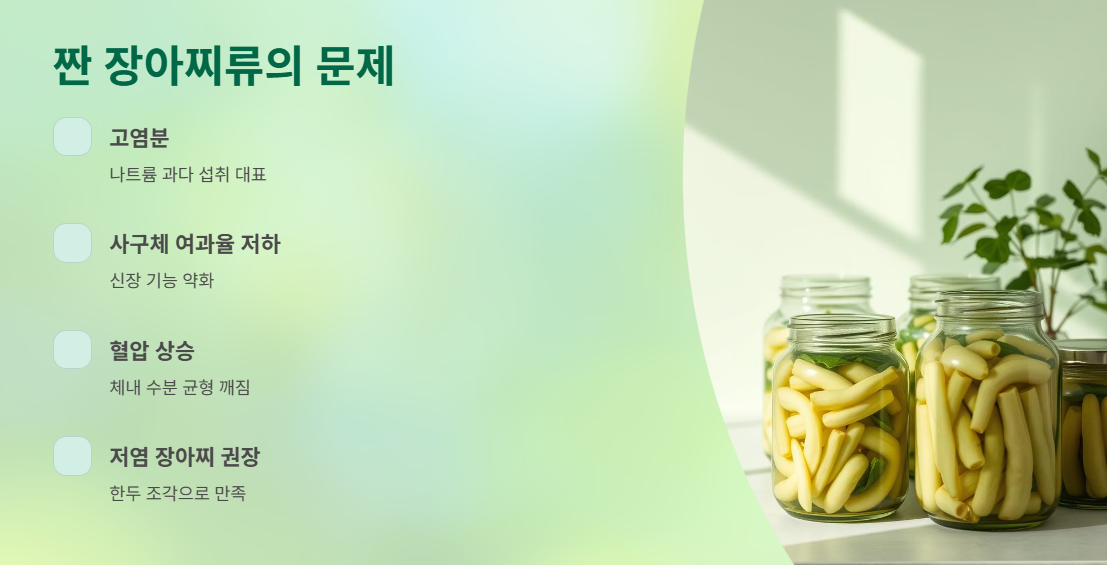 짠 장아찌류 &ndash; 신장을 마모시키는 고염분