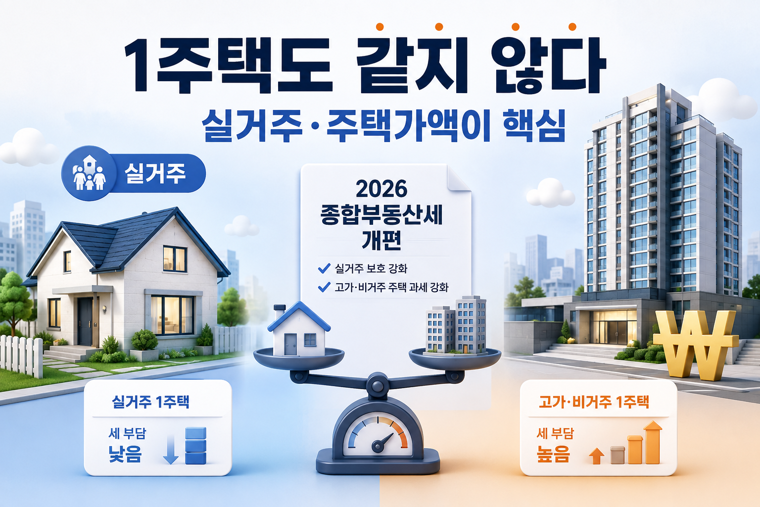 2026 종부세 개편 실거주 1주택과 고가 비거주 주택 세 부담 비교