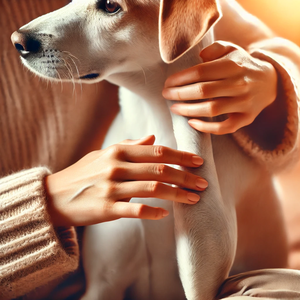 강아지 피부 상태를 확인하는 보호자