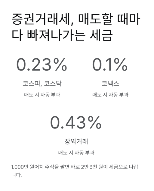 증권거래세 매도할 때마다 빠져나가는 세금