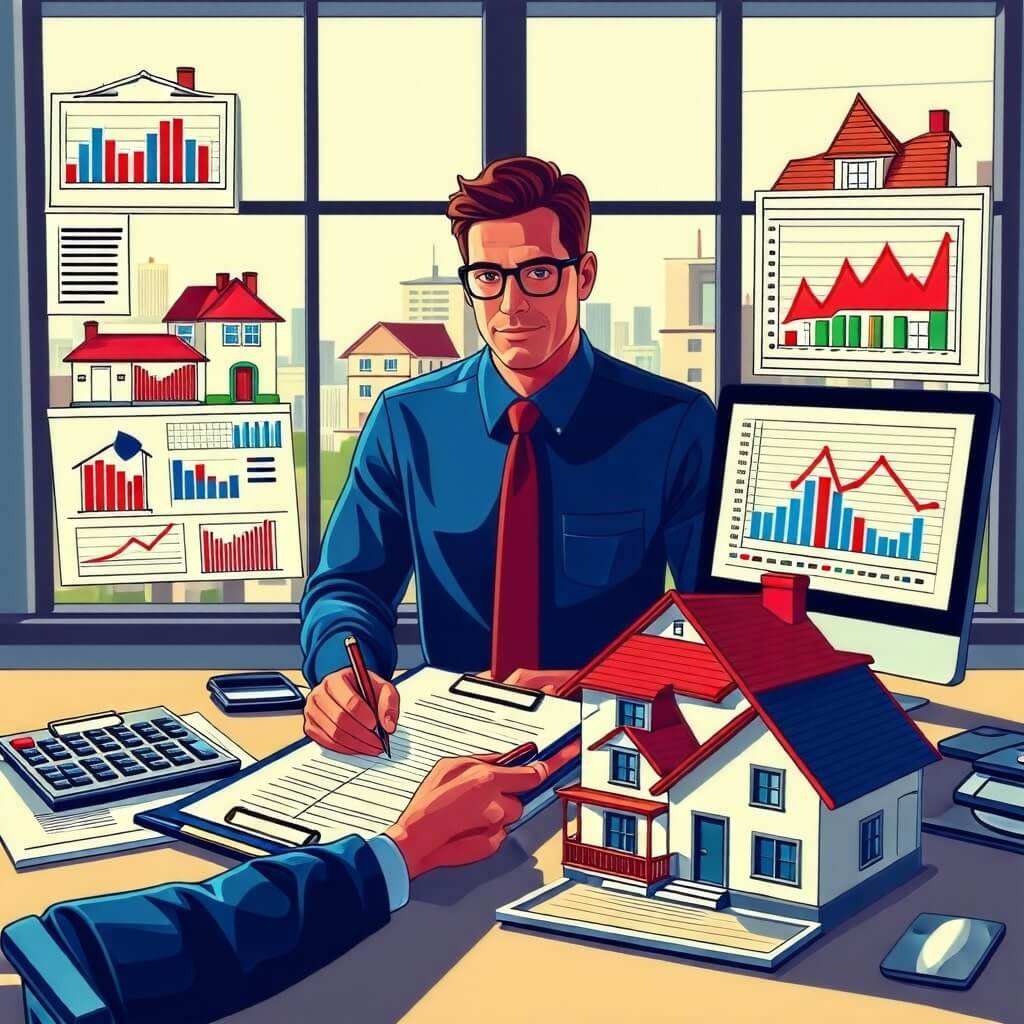 주택 평가 방법(비교 분석법, 수익 환원법 등)을 설명하는 이미지. 각 방법에 대한 간단한 설명 포함