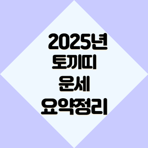 2025년 토끼띠 운세 요약정리