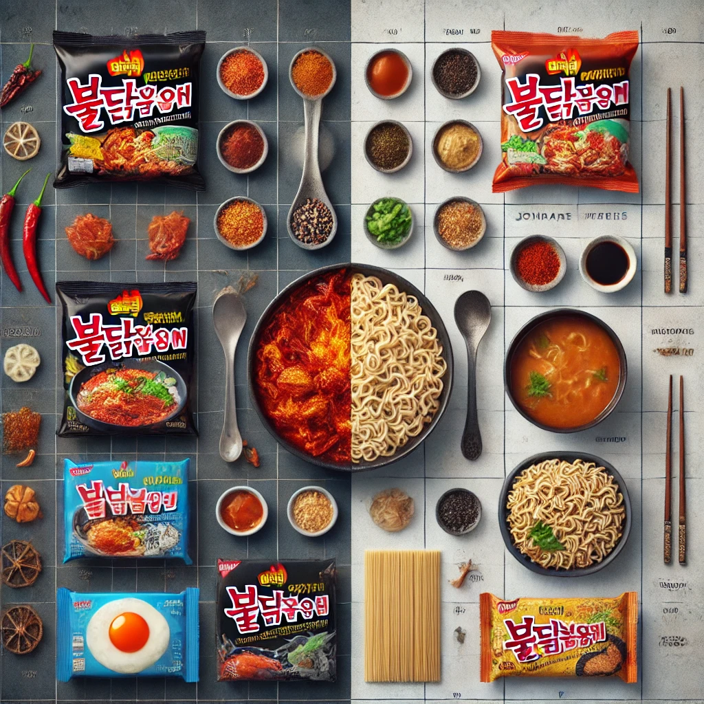 삼양식품과 일본 인스턴트 라면의 맛, 조리방법, 제품다양성을 비교