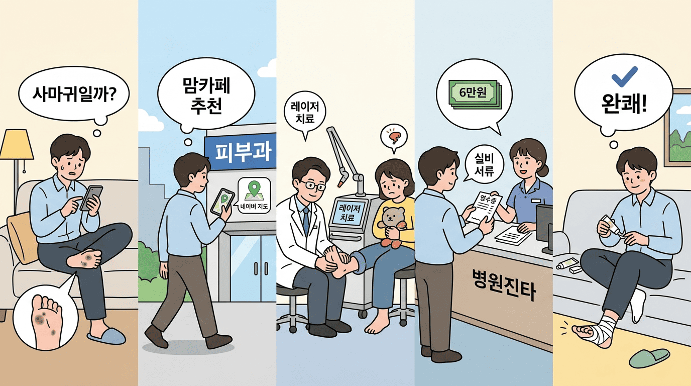 사마귀 치료 과정 - 병원 찾기부터 치료까지