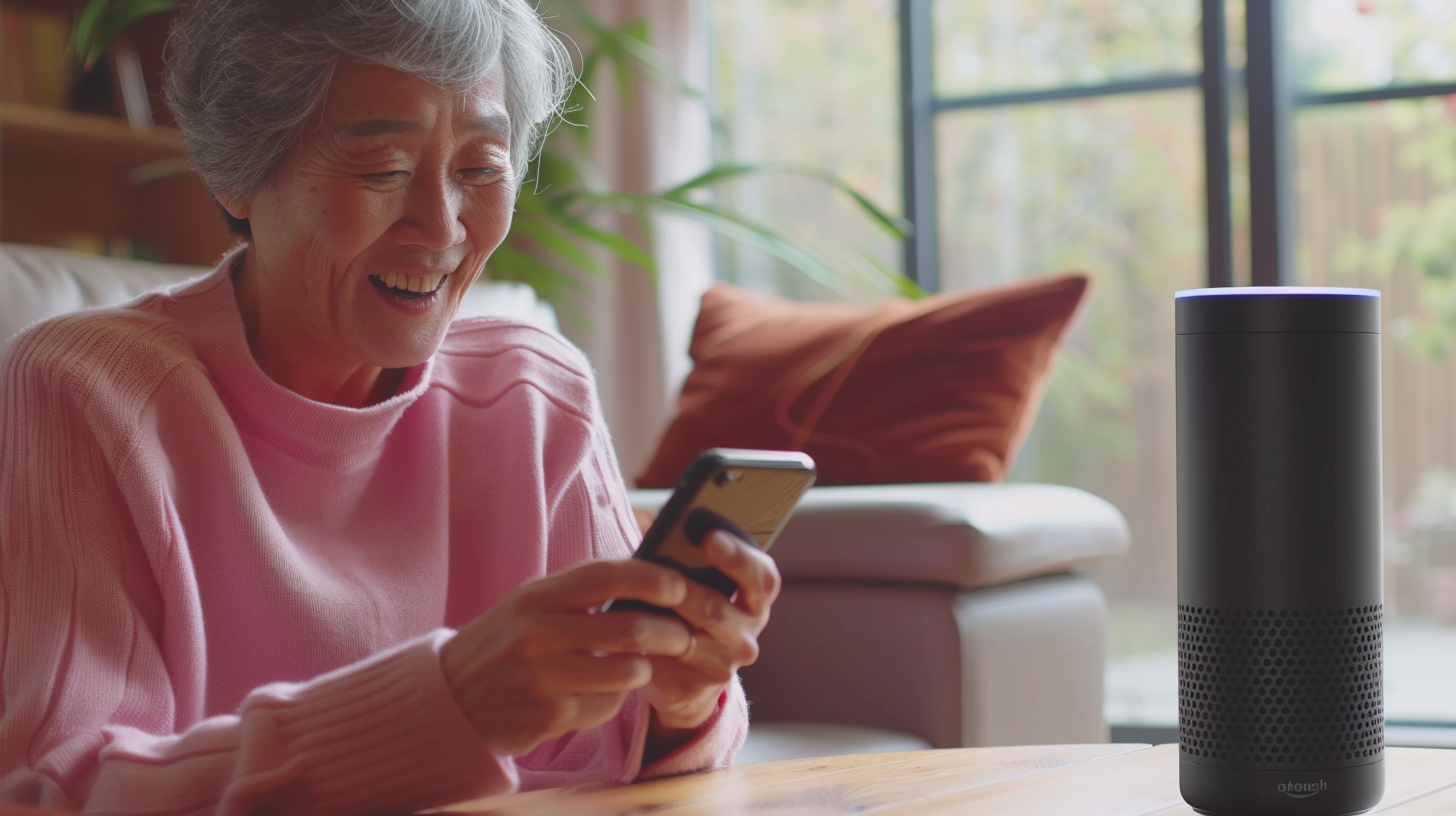AI 챗봇을 활용하는 시니어, AI 스피커