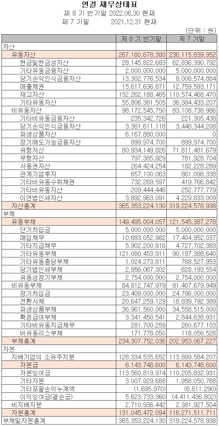 씨아이에스 - 재무상태표