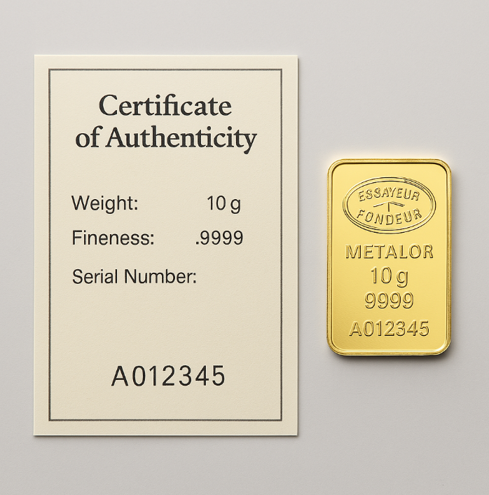 골드바 보증서와 골드바