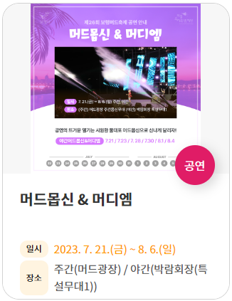 보령 머드축제 일정