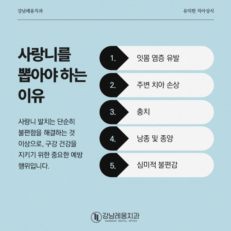 사랑니를 뽑아야 되는 이유