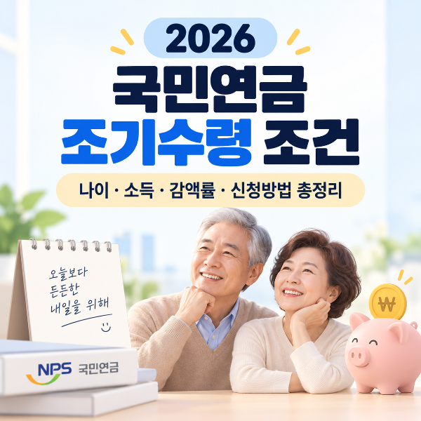 국민연금 조기수령 조건 2026 나이 소득 감액률 안내