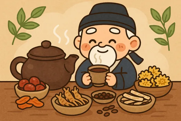 따뜻한 전통 한방차 한잔