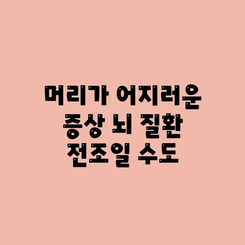 머리가 어지러운 증상 뇌 질환 전조일 수도