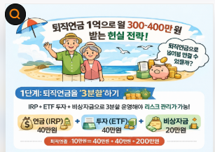 퇴직연금 1억으로 월 400 만드는 현실 전략 (디폴트옵션, ETF, 연금 극대화 완벽가이드)