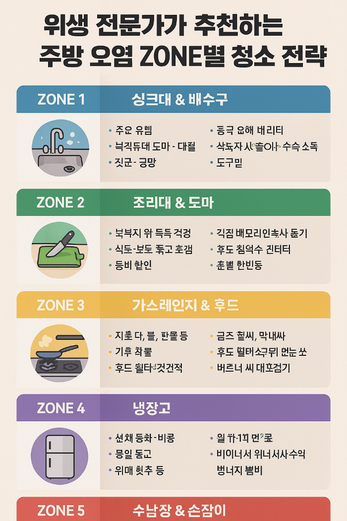 위생 전문가가 추천하는 주방 오염 ZONE별 청소 전략