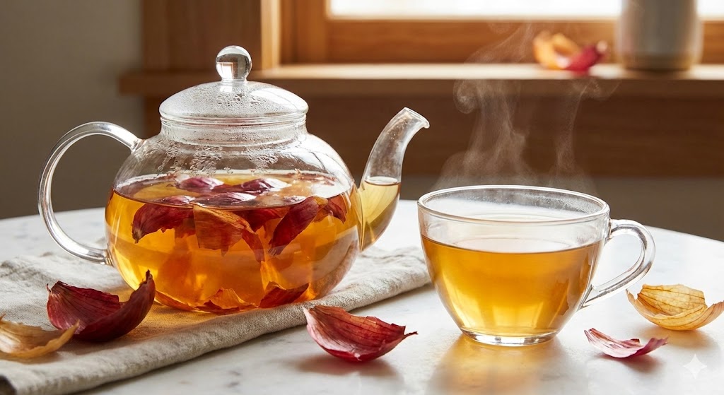 카페인 걱정 없이 즐기는 천연 건강 음료, 몸속 독소 배출을 돕는 따뜻하고 향긋한 양파 껍질 물