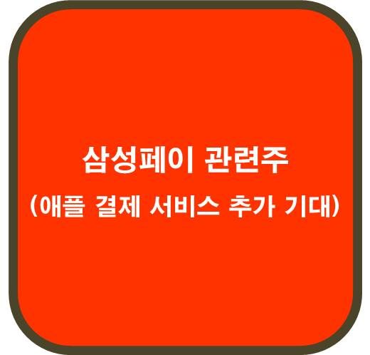 삼성페이 관련주 6종목 ( 애플 결제 서비스 추가 기대)