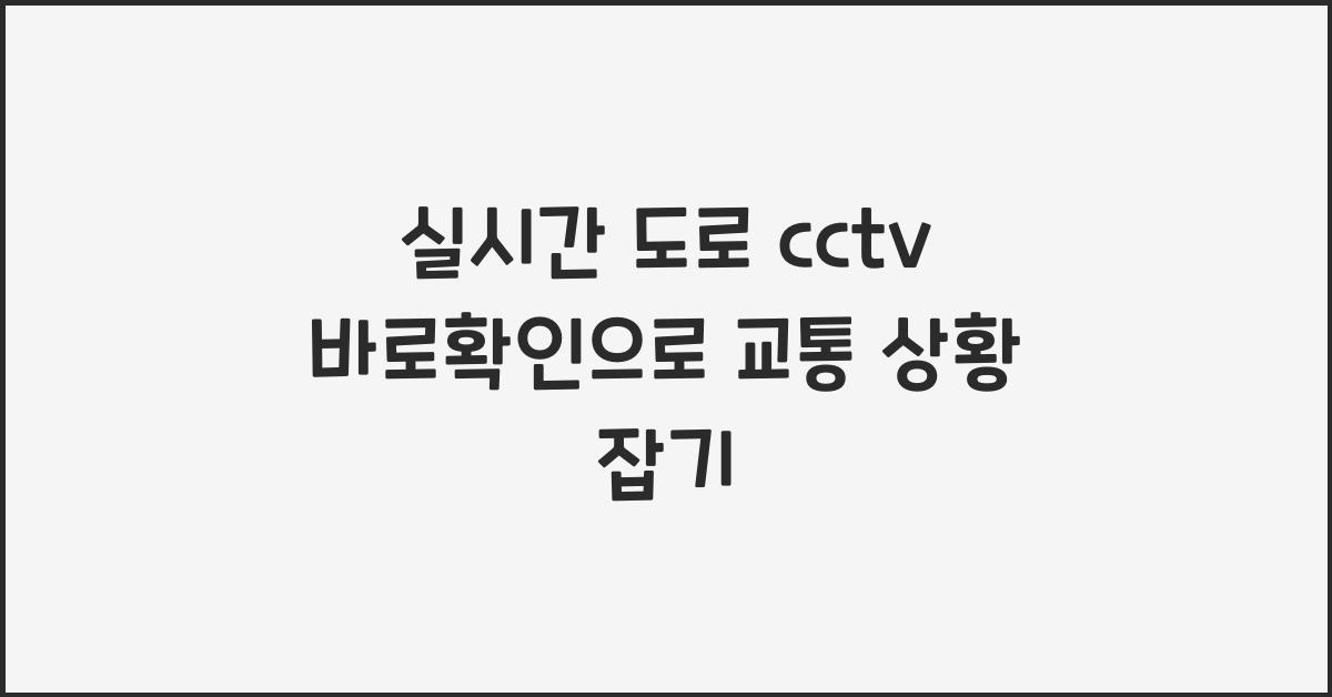 실시간 도로 cctv 바로확인