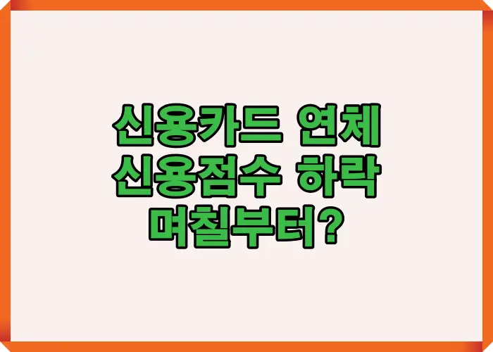 신용카드 연체 시 신용점수 하락이 며칠부터 시작되는지와 단기 연체&middot;장기 연체에 따른 점수 변동 기준을 정리한 이미지