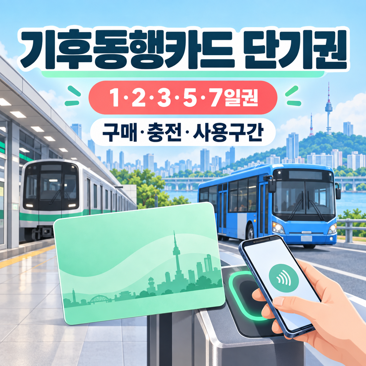 기후동행카드 단기권 구매 방법 - 1&middot;2&middot;3&middot;5&middot;7일권 가격과 사용구간