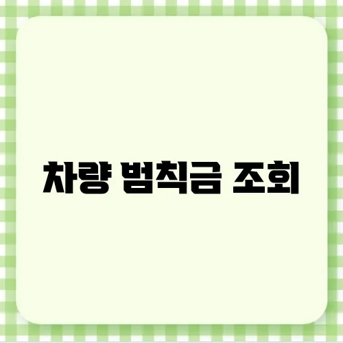 차량 범칙금 조회