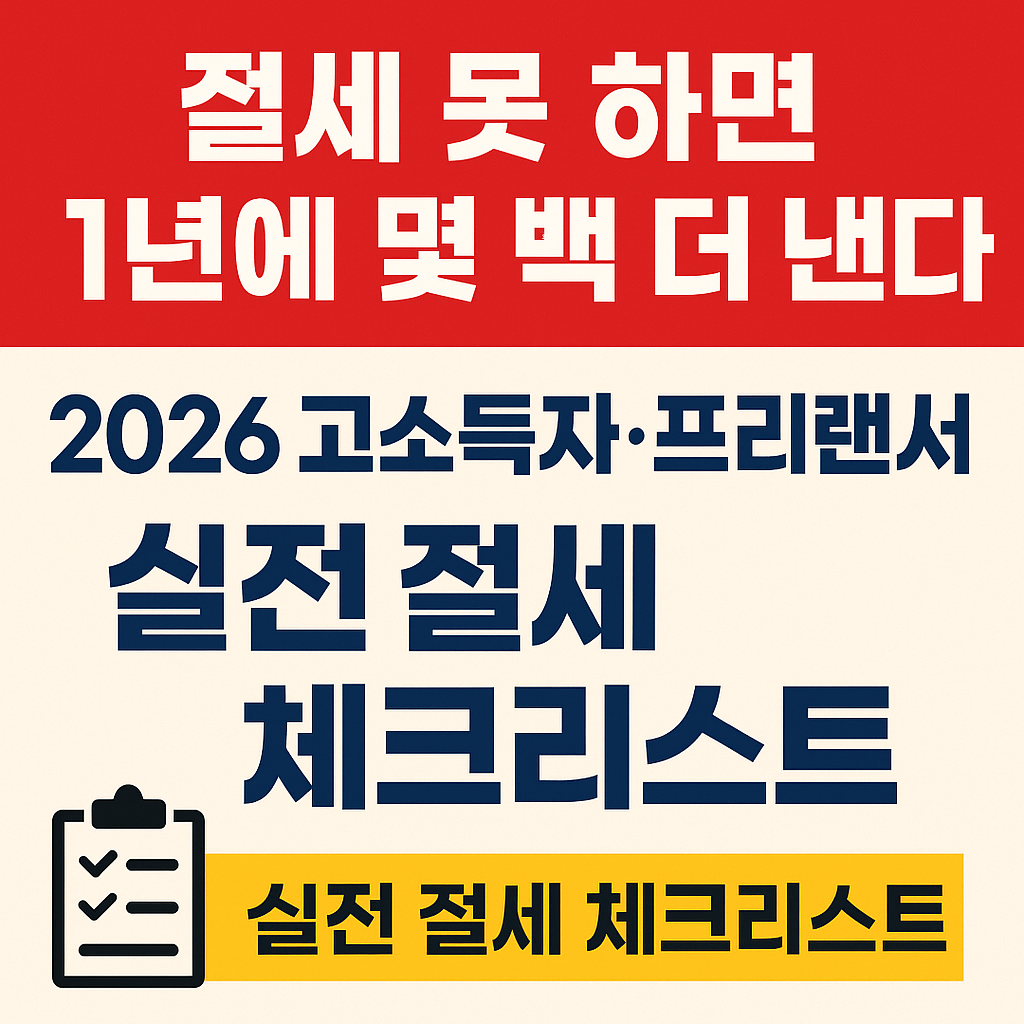 절세 못 하면 1년에 몇 백 더 낸다 — 2026 고소득자·프리랜서 ‘실전 절세 체크리스트’
2026 절세 전략,고소득자 절세,프리랜서 절세,2026 세금 개편,연금저축 IRP 절세,금융소득 종합과세,프리랜서 세금,고소득자 세금,2026 세테크,절세 체크리스트