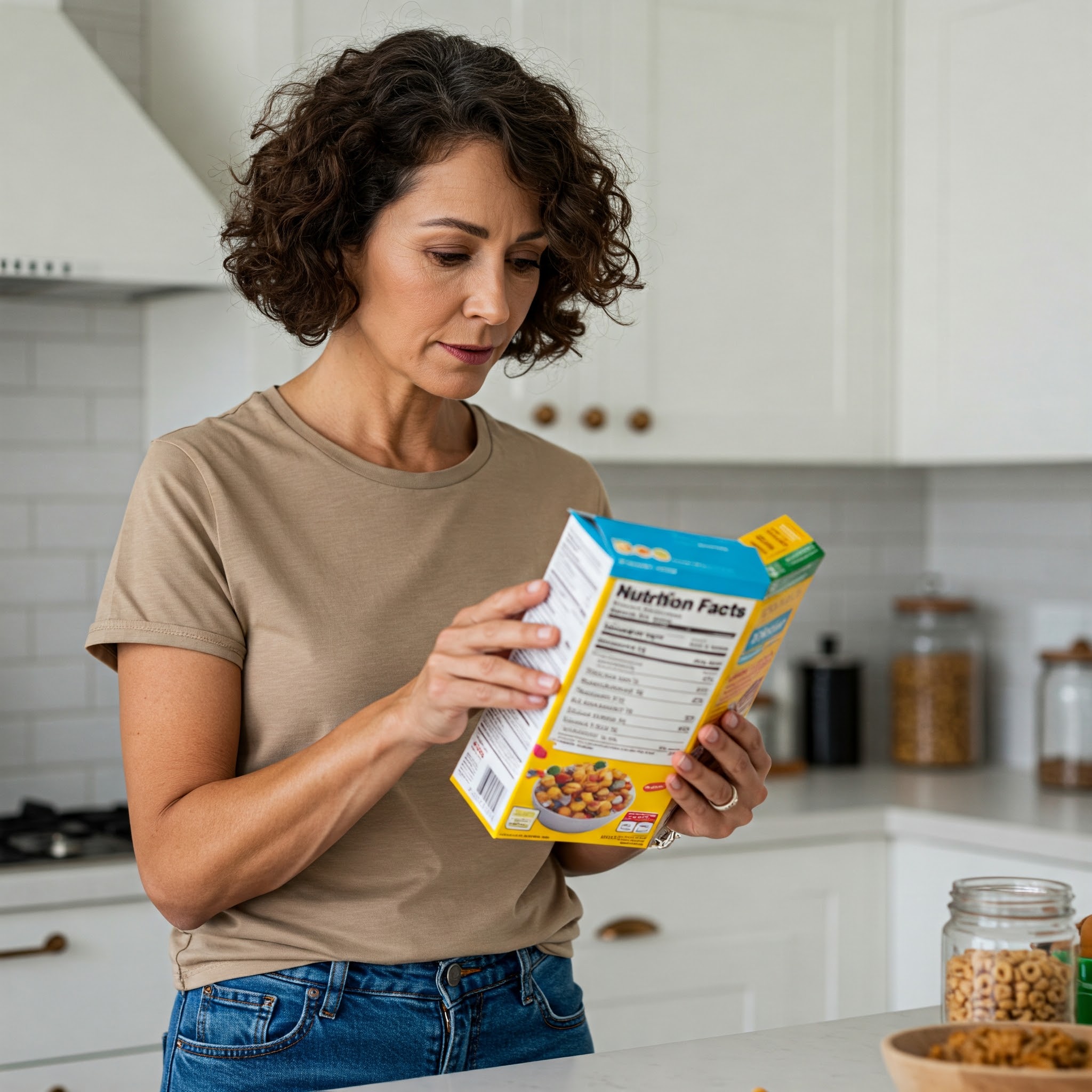 식품을 보고있는 여성