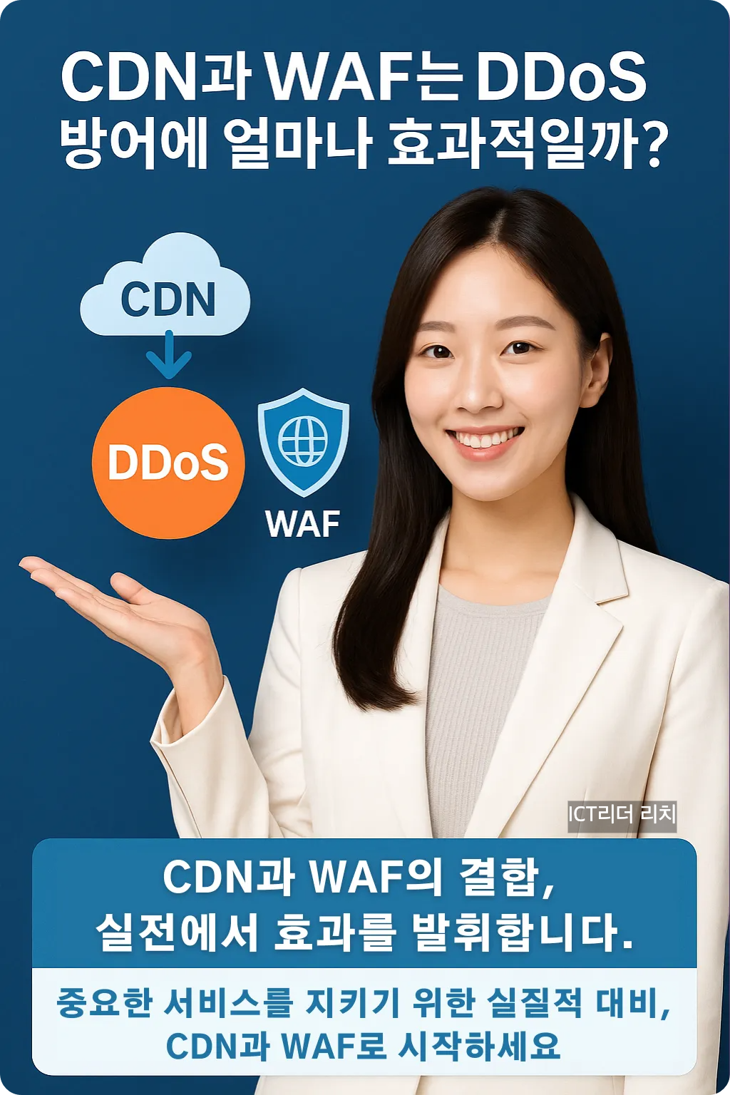 CDN과 WAF를 활용한 DDoS 방어의 실전 효과 설명 인포그래픽