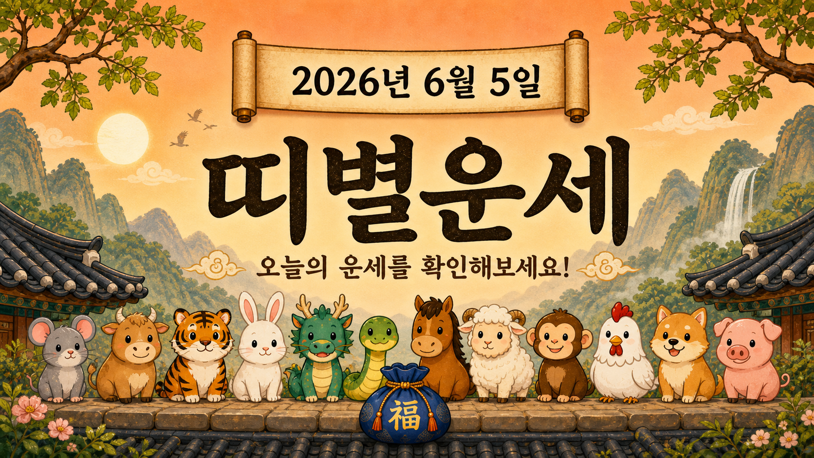 2026년 6월 5일 띠별운세 무료 보기 만세력 2D 이미지