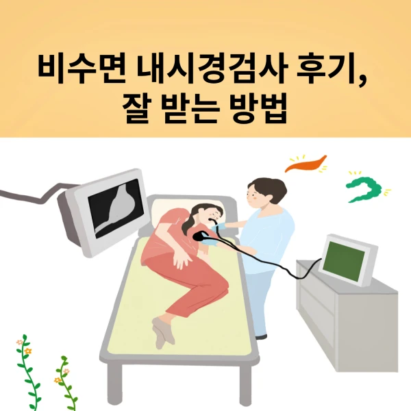 비수면으로 내시경을 받은 후기를 설명하고, 잘 받는 방법도 소개하는 글이라는 것을 알려주기 위해 내시경검사를 받는 모습의 사진