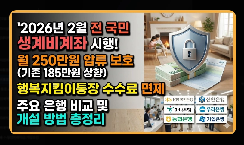 생계비통장 은행별 우대혜택 비교 [2026년 최신] 수수료 면제 및 금리 우대 조건 정리