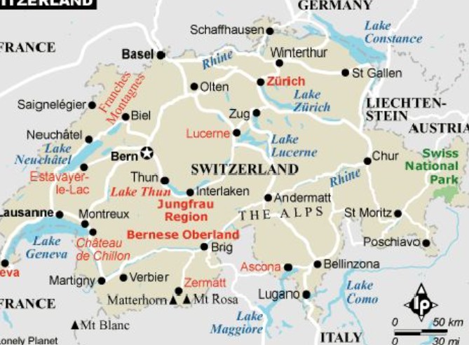 스위스 지도 관련 사진