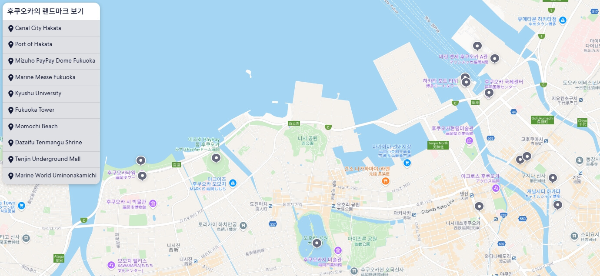 후쿠오카 지도 주요 관광 명소