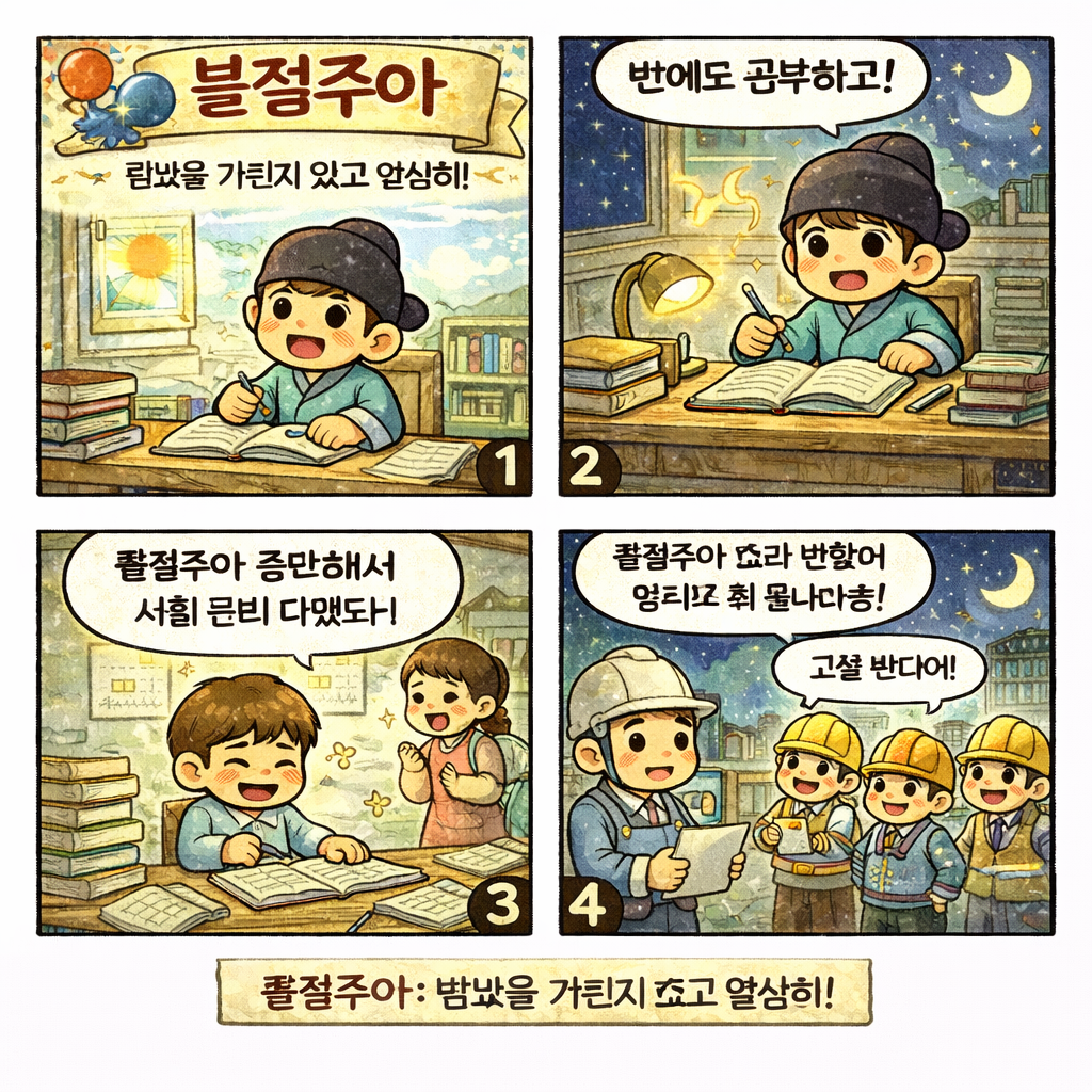 불철주야 사자성어 이미지