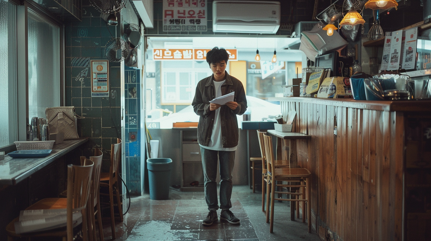 가게에 서있는 직원