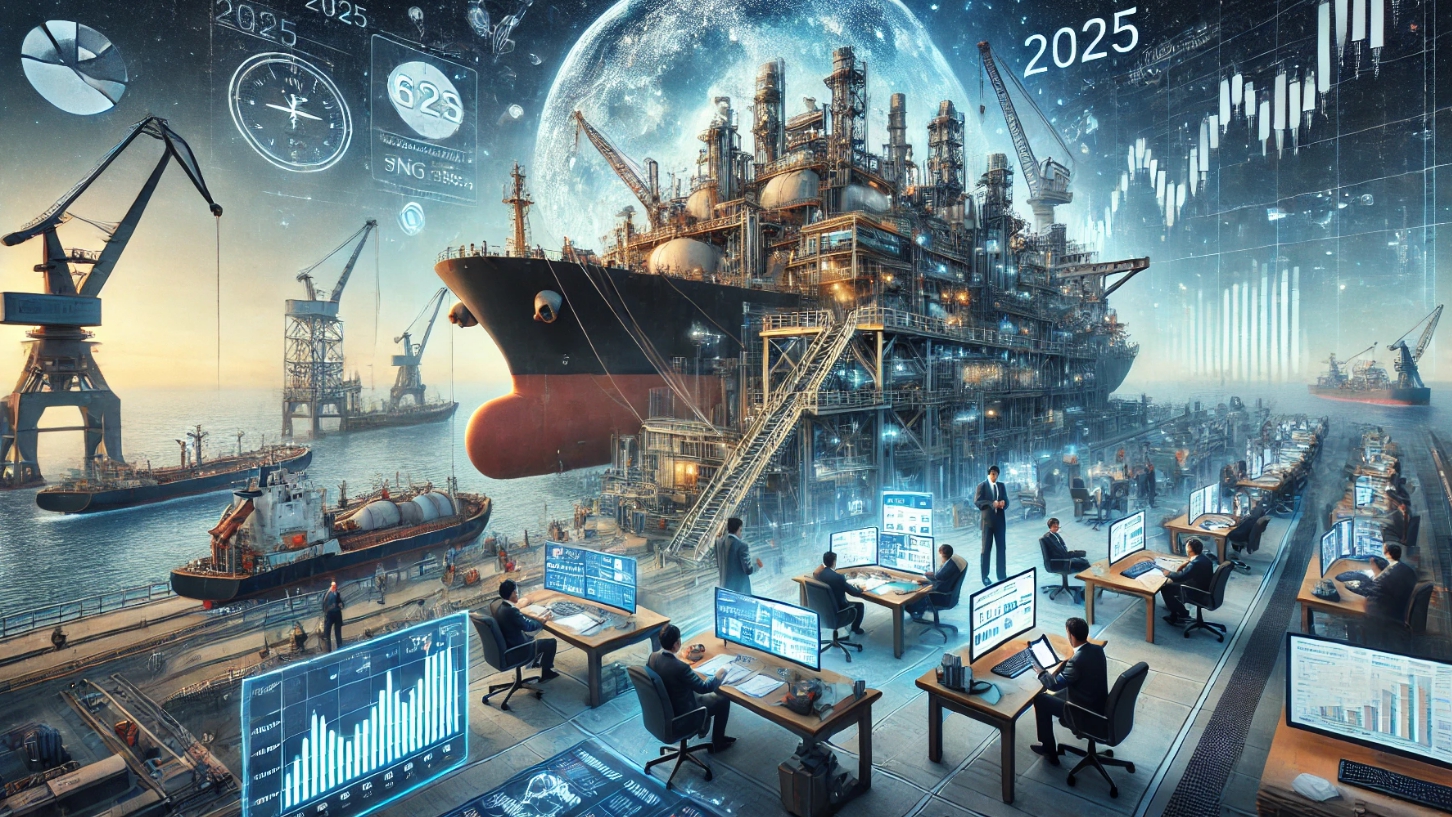 조선소 선박 건조 및 사무실에서 일하는 사람들의 모습