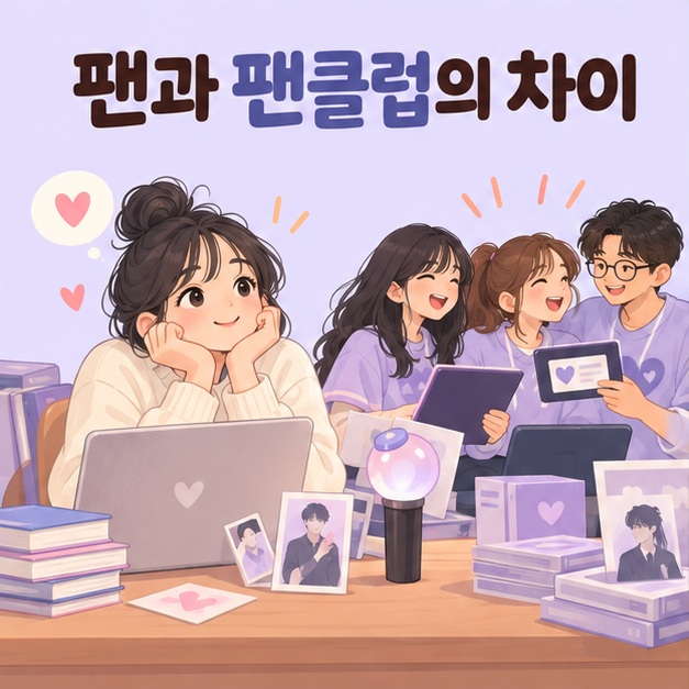 개인 팬과 조직된 팬클럽의 차이를 보여 주는 모습