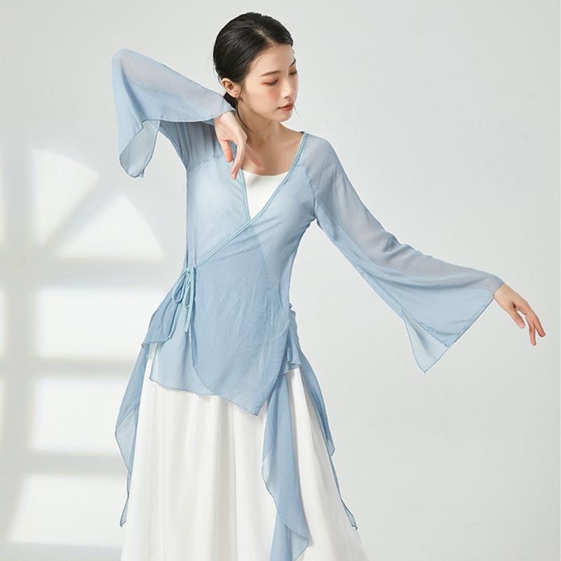 무용복 상의 우아한 한국무용 연습 워십복 워십의상 긴팔 댄스복