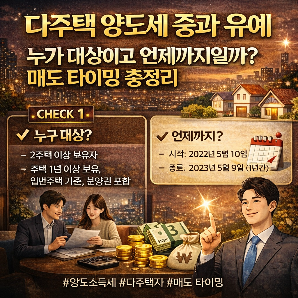 다주택 양도세 중과 유예, 누가 대상이고 언제까지일까? 매도 타이밍 총정리