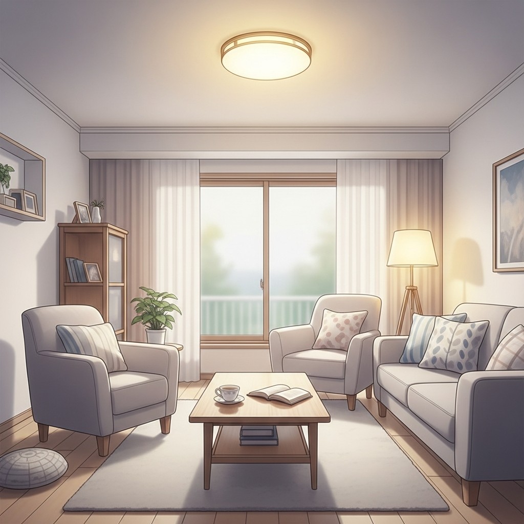 조명 조합의 거실 공간