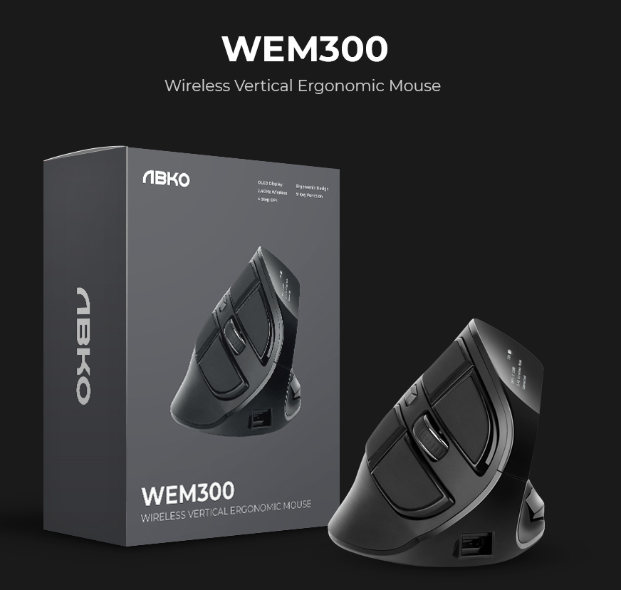 ABKO WEM300 수직 에르고노믹스 OLED 무선 마우스