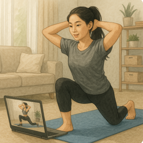 유튜브 보면서 운동하는 사람