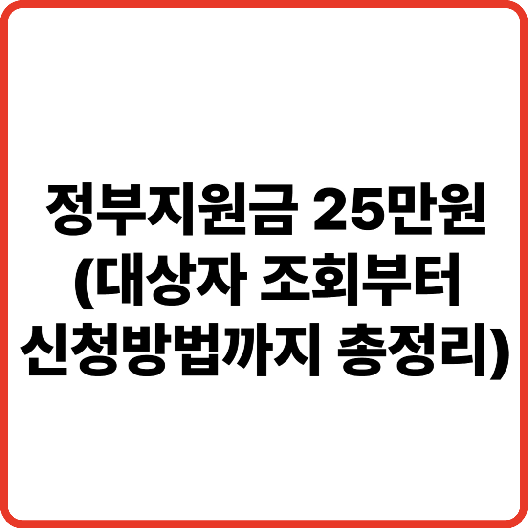 정부지원금 25만원 지급 확정! 대상자 조회부터 신청 방법까지 총정리