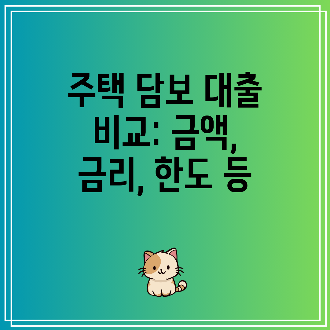 주택 담보 대출 비교 금액, 금리, 한도 등